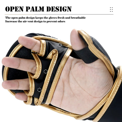Guantes de MMA – Palma Abierta, Protección de Nudillos y Máximo Agarre
