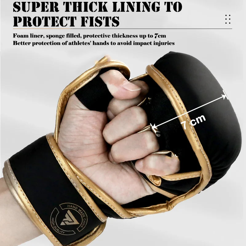 Guantes de MMA – Palma Abierta, Protección de Nudillos y Máximo Agarre